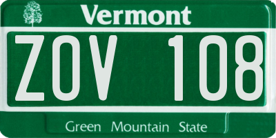 VT license plate ZOV108