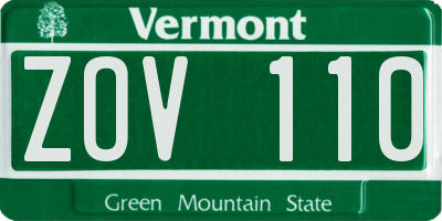 VT license plate ZOV110