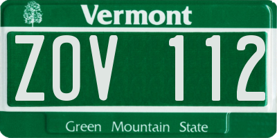 VT license plate ZOV112