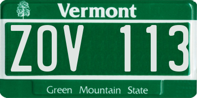 VT license plate ZOV113