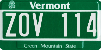 VT license plate ZOV114