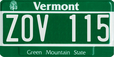 VT license plate ZOV115