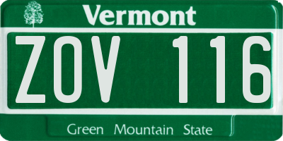 VT license plate ZOV116