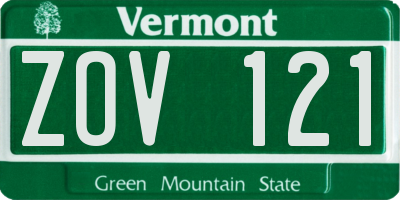 VT license plate ZOV121