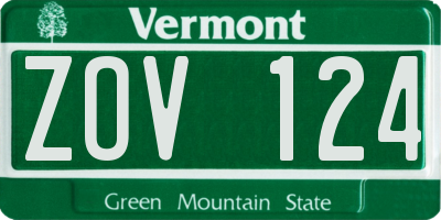 VT license plate ZOV124