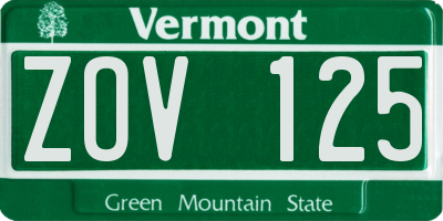 VT license plate ZOV125