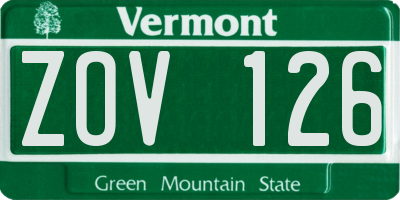 VT license plate ZOV126