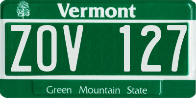 VT license plate ZOV127