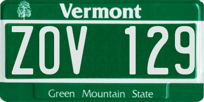 VT license plate ZOV129