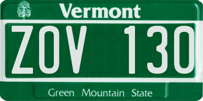 VT license plate ZOV130