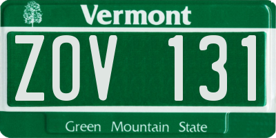 VT license plate ZOV131