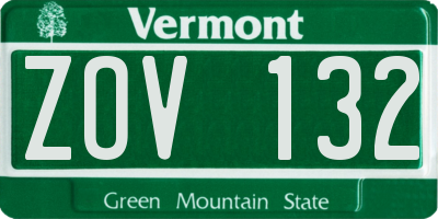 VT license plate ZOV132