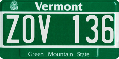 VT license plate ZOV136