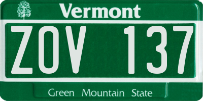 VT license plate ZOV137