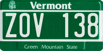 VT license plate ZOV138