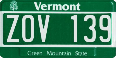 VT license plate ZOV139