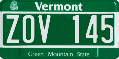 VT license plate ZOV145