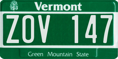 VT license plate ZOV147