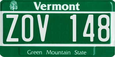 VT license plate ZOV148