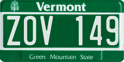 VT license plate ZOV149
