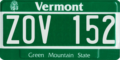 VT license plate ZOV152