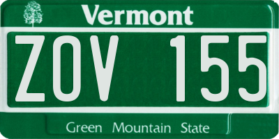 VT license plate ZOV155