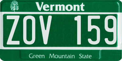 VT license plate ZOV159