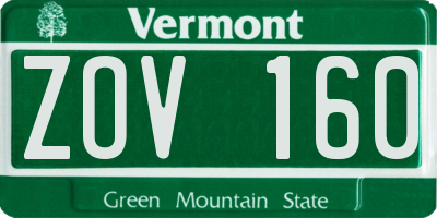 VT license plate ZOV160