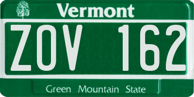 VT license plate ZOV162