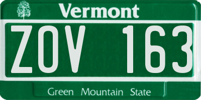 VT license plate ZOV163
