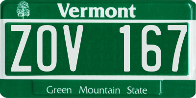 VT license plate ZOV167