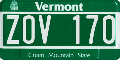 VT license plate ZOV170