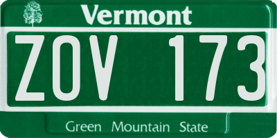 VT license plate ZOV173