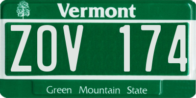 VT license plate ZOV174