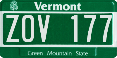 VT license plate ZOV177