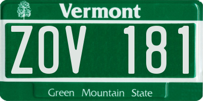 VT license plate ZOV181