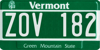 VT license plate ZOV182