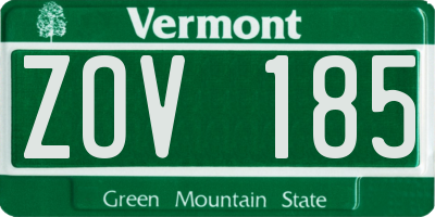 VT license plate ZOV185