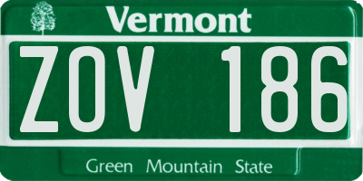 VT license plate ZOV186