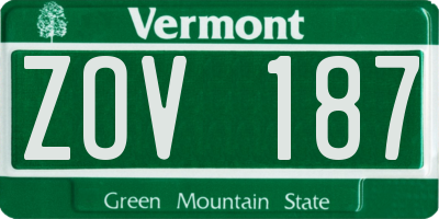 VT license plate ZOV187