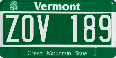 VT license plate ZOV189