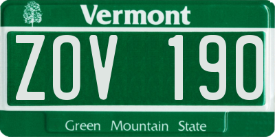 VT license plate ZOV190