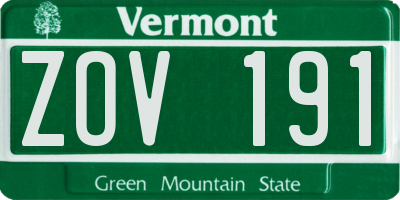 VT license plate ZOV191