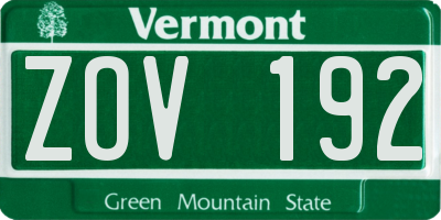 VT license plate ZOV192