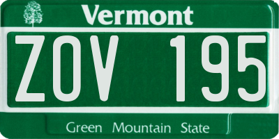 VT license plate ZOV195