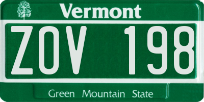VT license plate ZOV198