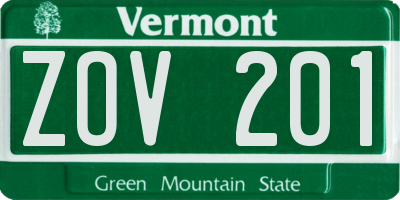 VT license plate ZOV201