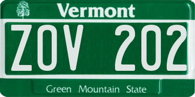 VT license plate ZOV202