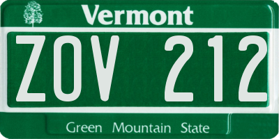 VT license plate ZOV212