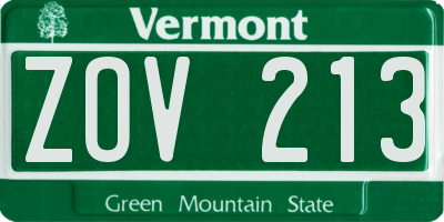 VT license plate ZOV213